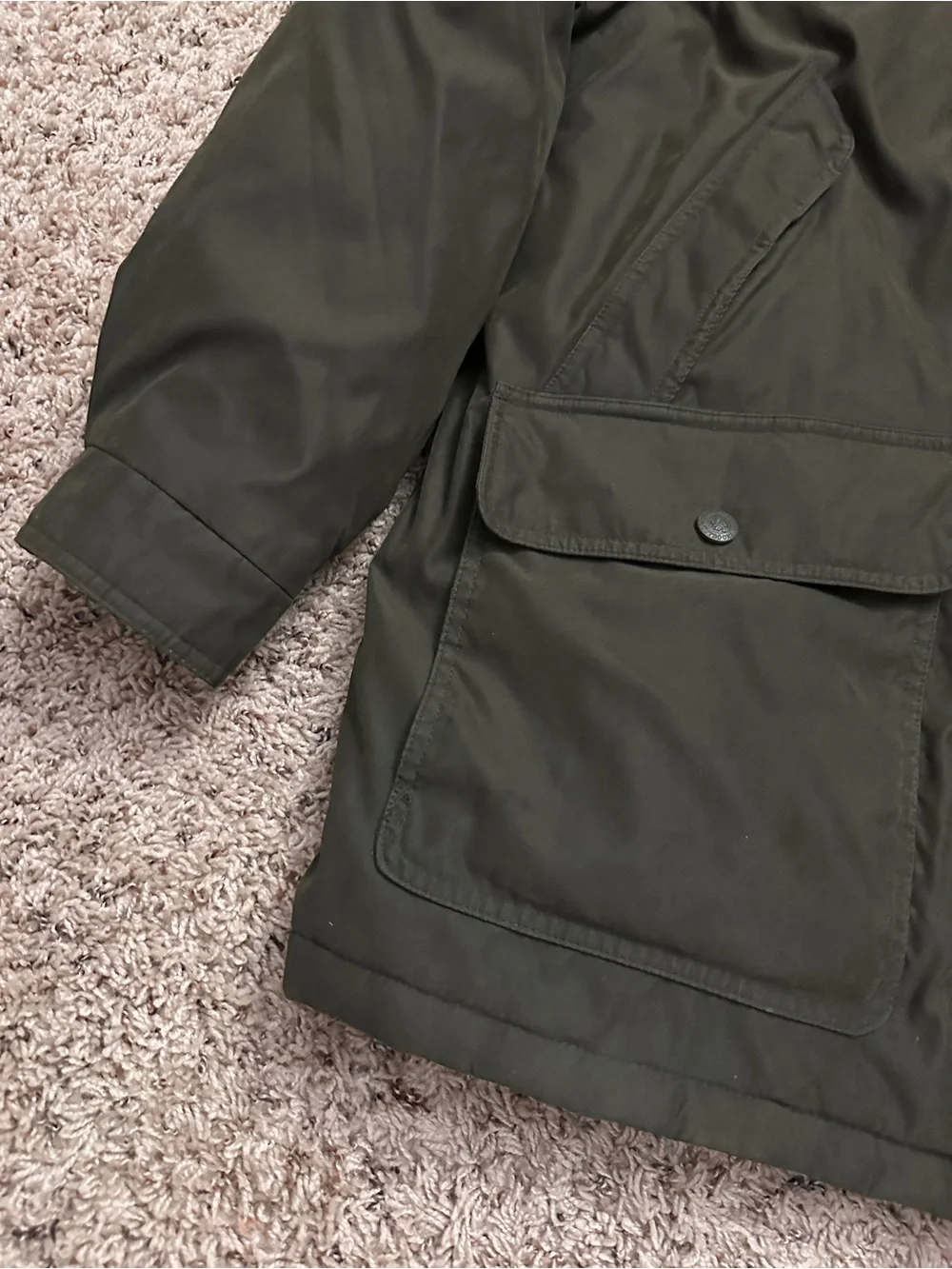 Vintage John Ashford Outdoors Olive Green Faux Fur Lined Jacket Men’s Size Large